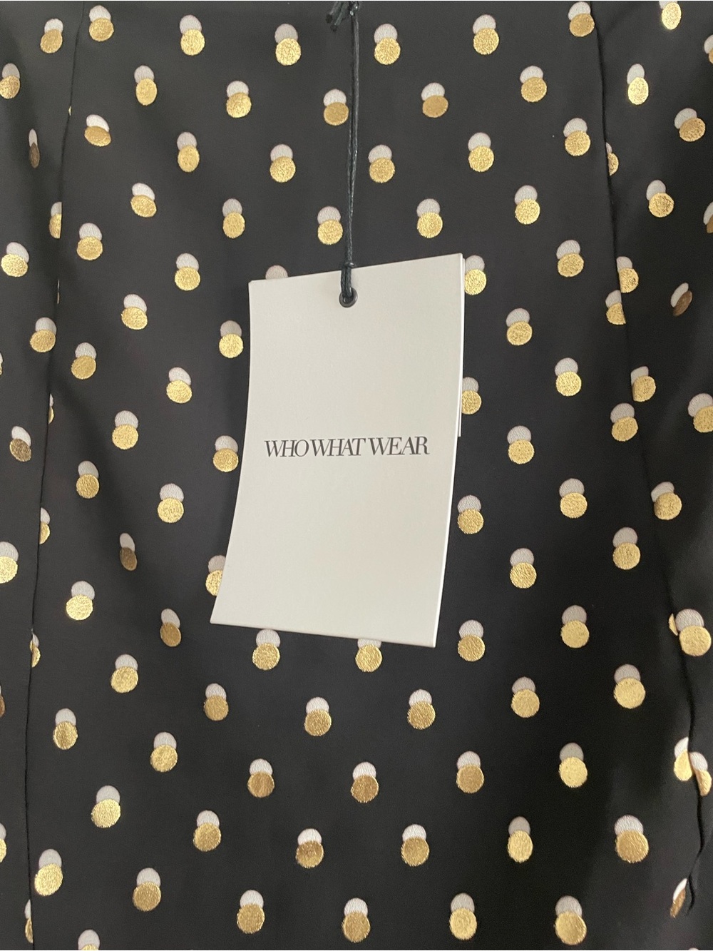 Who What Wear Black Skirt with Gold Polka Dots and Ruffle Hem - Picture 3 of 6